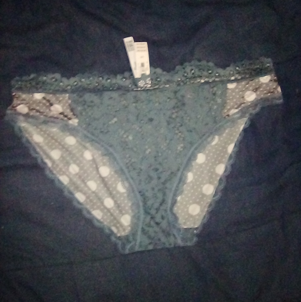Gray and pink polka dot panties